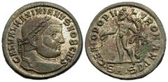 Roman Imperial Coins Galerius. As Caesar, A.D. 293-305. Æ follis (26 mm, 9.62 g, 12 h). Serdica, A.D. 303/4-305. GAL VAL MAXIMIANVS NOB CAES, laureate head of Galerius right / GENIO POPV-LI ROMANI, Ge