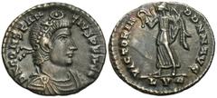 Roman Imperial Coins Constantius II. A.D. 337-361. AR siliqua (17 mm, 2.05 g, 6 h). Lugdunum, A.D. 360/1. D N CONSTAN-TIVS P F AVG, diademed, draped and cuirassed bust of Constantius II right / VICTOR