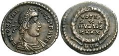 Roman Imperial Coins Constantius II. A.D. 337-361. AR siliqua (18 mm, 1.92 g, 6 h). Lugdunum, A.D. 360/1. D N CONSTAN-TIVS P F AVG, diademed, draped and cuirassed bust of Constantius II right / VOTIS/