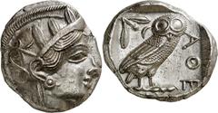 Monedas griegas / Greek coins (454-404 a.C.). Atica. Atenas. Tetradracma. (S. 2526) (CNG. IV, 1597). Muy bella. 17,10 g. S/C-.