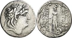 Monedas griegas / Greek coins Imperio Seléucida. Antíoco VII, Euergetes (138-129 a.C.). Capadocia. Tetradracma. (S. 7092 var) (CNG. IX, 1069). Ligera doble acuñación en reverso. Limpiada. 15,62 g. (MB