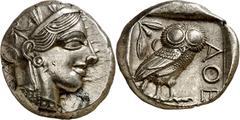Monedas griegas / Greek coins (454-404 a.C.). Ática. Atenas. Tetradracma. (S. 2526) (CNG. IV, 1597). Bella. 17,18 g. EBC+.