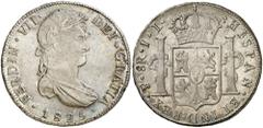 Monarquía española / Spanish Monarchy 1825. Fernando VII. Potosí. JL. 8 reales. (AC. 1394). Acuñación republicana. Leves marquitas. Bella. Parte de brillo original. Ex Colección Mariana Pineda, Áureo 