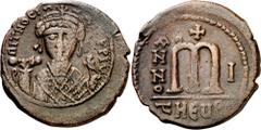 Imperio bizantino / Byzantine Empire (582-583). Mauricio Tiberio. Theoupolis. Follis. (Ratto 959, de Tiberio Constantino) (S. 532). 12,72 g. MBC.
