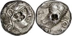 Monedas griegas / Greek coins (353-294 a.C.). Ática. Atenas. Tetradracma. (S. 2537) (CNG. IV, 1599). Contramarca en ambas caras. 17,18 g. (MBC).