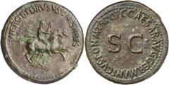 Monedas romanas / Roman coins (37-38 d.C.). Nerón y Druso. Dupondio. (Spink 1828 var) (Co. 1) (RIC. 34, de Calígula). Puntos de óxido en reverso. Campos repasados. Rara. 16,96 g. (EBC-).