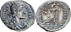 Monedas romanas / Roman coins (388-395 A.D.). Theodosius I. Treveri (Trier). Siliqua. (Spink 20459) (S. 57a) (RIC. 94b). 2 g. EBC-.