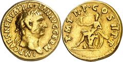 Monedas romanas / Roman coins (98-99 A.D.). Trajan. Aureus. (Spink missing) (Co. 204) (RIC. 8) (Calicó 1041). Ex Aureo 03/10/2005, no. 1012. 7,04 g. MBC.