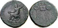 Monedas antiguas de Hispania / Celtiberian coins Tiberio. Caesaraugusta (Zaragoza). Dupondio. (FAB. 344) (ACIP. 3072). Ligeramente repasada. 33,39 g. (MBC).