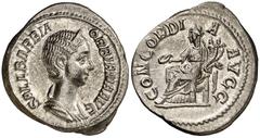 Monedas romanas / Roman coins (225 A.D.). Orbiana. Denarius. (Spink 8191) (S. 1) (RIC. 319). Obv.: SALL. BARBIA ORBIANA AVG. Her bust diademed and draped. Rev.: CONCORDIA AVGG. Concordia seated left h