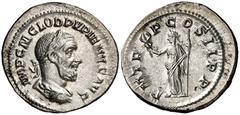 Monedas romanas / Roman coins (238 A.D.). Pupienus. Denarius. (Spink. 8527) (S. 26) (RIC. 6). Obv.: IMP. C. M. CLOD. PVPIENVS AVG. His bust laureate, draped and cuirassed. Rev.: P. M. TR. P. COS. II P