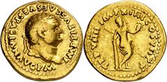 Monedas romanas / Roman coins (79 A.D.). Titus. Aureus. (Spink 2489) (Co. 267) (RIC. 32) (Calicó 755). Obv.: IMP. TITVS CAES. VESPASIAN. AVG. P. M. His head laureate. Rev.: TR. P. VIIII IMP. XIIII COS