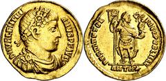 Monedas romanas / Roman coins (365 A.D.). Valentinian I. Antiochia. Solidus. (Spink 19266) (Co. 28) (RIC. 2b). Obv.: D. N. VALENTINIANVS P. F. AVG. His bust diademed, draped and cuirassed. Rev.: RESTI