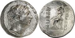 Monedas griegas / Greek coins Imperio Seléucida. Demetrio I, Soter (162-150 a.C.). Antioquía ad Orontem. Tetradracma. (S. 7014 var) (CNG. IX, 794). Limpiada. 15,59 g. (MBC+/MBC).