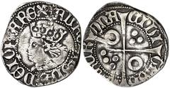 Monedas medievales / Medieval coins Alfons IV (1416-1458). Barcelona. Croat. (Cru.V.S. 817.1) (Cru.C.G. 2863). Las letras N y O de NONA parecen solapadas una encima de la otra y se aprecia doble acuña