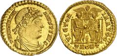 Monedas romanas / Roman coins * (373-375 A.D.). Valentinian I. Treveri. Solidus. (Spink 19283) (Co. 43) (RIC. 17b). Obv.: D. N. VALENTINIANVS P. F. AVG. His bust diademed, draped and cuirassed. Rev.: 