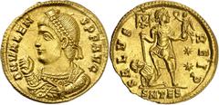 Monedas romanas / Roman coins * (365 A.D.). Valens. Thessaloniki. Solidus. (Spink 19568) (Co. 43) (RIC. 3b). Obv.: D. N. VALENS P. F. AVG. His diademed bust left, wearing imperial mantle, holding glob