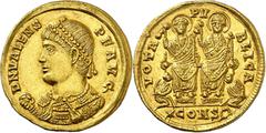 Monedas romanas / Roman coins * (368 A.D.). Valens. Constantinople. Solidus. (Spink 19594) (Co. 82) (RIC. 29b). Obv.: D. N. VALENS P. F. AVG. His diademed bust left, wearing imperial mantle, holding g