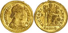 Monedas romanas / Roman coins * (404/407-408 A.D.). Honorius. Rome. Solidus. (Spink 20918) (Co. 44) (RIC. 1252). Obv.: D. N. HONORIVS P. F. AVG. His bust diademed, draped and cuirassed. Rev.: VICTORIA