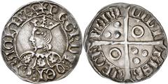 Monedas medievales / Medieval coins Pere III (1336-1387). Barcelona. Croat. (Cru.V.S. 415) (Badia 274, same example) (Cru.C.G. 2221). Obv.: PETRUSDEIGRACIAREX. Rev.: Roundel in 2nd and 3rd quarters. -