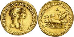 Imperio romano / Roman Empire * (55 A.D.). Nero and Agrippina junior. Aureus. (Spink 2042) (Co. 3, as Agrippina and Nero) (RIC. 6) (Calicó 397a). Obv.: NERO CLAVD. DIVI F. CAES. AVG. GERM. IMP. TR. P.