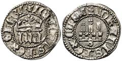 Monedas medievales / Medieval coins Juan I (1379-1390). Seville. 1/6 of real. (AB. 543). Obv.: Crowned IhA. IOhANISREXE LEGI. Rev.: Castle, S below. IOhANISREXCAST. Nice. Scarce in this condition. 0.5