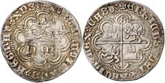 Monedas medievales / Medieval coins Enrique IV (1454-1474). Seville. Anagram real. (AB. 713) (Imperatrix E4:28.14). Obv.: hEN crowned. XPSUINCITXPSREGNATXPS. Rev.: Quartered castles and lions, S above