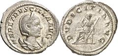 Monedas romanas / Roman coins (250 A.D.). Herennia Etruscilla. Antoninianus. (Spink 9495) (S. 19) (RIC. 59b). Obv.: HER. ETRVSCILLA AVG. Her bust diademed and draped over crescent. Rev.: PVDICITIA AVG
