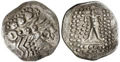 Monedas griegas / Greek coins (s. II-I a.C.). Celtas del Danubio. Tetradracma. 15,86 g. Imitación de un tetradracma de Tasos. Raspadura en anverso. Dobleces en borde. (MBC+).