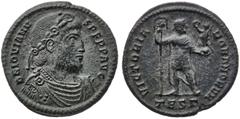 Monedas romanas / Roman coins (363-364 d.C.). Joviano. Tesalónica. Doble maiorina. (Spink 19213) (Co. 23) (RIC. 234). 8,09 g. Pátina verde. Escasa. EBC-.