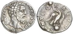 Monedas romanas / Roman coins (193 d.C.). Pertinax. Denario. (Spink 6547) (S. 6) (RIC. 24A, Septimio Severo). 2,77 g. Soldadura y grieta. Muy rara. (MBC).