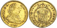 Carlos III (1759-1788) / Carlos III (1759-1788) 1788/7. Carlos III. Potosí. PR. 2 escudos. (AC. 1666) (Rectificación no reseñada en Krause). 6,69 g. Leves hojitas. Buen ejemplar. Ex Colección Iriarte,