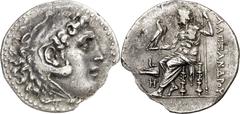 Monedas griegas / Greek coins (188-170 a.C.). A nombre de Alejandro Magno. Samos. Tetradracma. (S. 4662 var) (CNG. VI, 1243). Cospel algo faltado. 14,25 g. (MBC+).