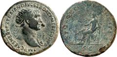 Monedas romanas / Roman coins (107 d.C.). Trajano. Dupondio. (Spink falta) (Co. 422) (RIC. 512). Pátina verde. 12,20 g. MBC-.