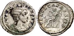 Monedas romanas / Roman coins (220 d.C.). Julia Soaemias. Denario. (Spink 7720) (S. 14) (RIC. 243). 2,59 g. MBC+.