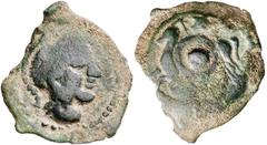 Monedas antiguas de Hispania / Celtiberian coins Carisa (Bornos). Semis. (FAB. 452) (ACIP. 2515). Cospel irregular. Pátina verde. 5,65 g. MBC-.