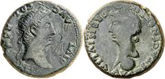 Monedas antiguas de Hispania / Celtiberian coins Tiberio. Colonia Romula (Sevilla). Dupondio. (FAB. 2014) (ACIP. 3360). Campos ligeramente repasados. 27,41 g. (MBC+).