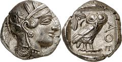 Monedas griegas / Greek coins (454-404 a.C.). Atica. Atenas. Tetradracma. (S. 2526) (CNG. IV, 1597). Muy bella. 17,16 g. S/C-.