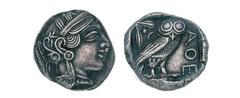Antike, Griechen Tetradrachme Athen, um 420, Kopf der Athena mit attischem Helm, Eule in vertieftem Quadrat nach rechts.