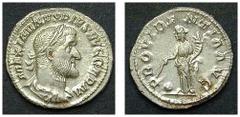 ROMAN EMPIRE MAXIMINUS THRAX, 235-238 No: 289 Rufpreis/Start price CHF 200 Denarius, 3,01 g. Roma, 236-237. Obverse: MAXIMINVS PIVS AVG GERM; Bust of Maximinus r. Reverse: PROVIDENTIA AVG; Providentia