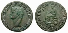 RöMISCHE KAISERZEIT NERO CLAVDIVS DRVSVS (38 - 9 v. Chr.) No.: 253 Rufpreis-Opening bid: CHF 4000,- Geprägt unter Claudius OR – Sesterz 31,51g Rom 50 - 54 Av: NERO CLAVDIVS DRVSVS GERMANICVS IMP, Kopf