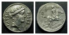 COLLECTION OF ROMAN REPUBLICAN COINAGE A LICINIUS NERVA A LICINIUS NERVA AR-Denarius, 3,72 g. Rome. c. 47. Obv.: FIDES / NERVA Laureate head of Fides r. Rev.: NERVA / III VIR Horseman galloping r., dr