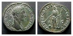 ROMAN IMPERIAL COINAGE COMMODUS, 180-192 COMMODUS, 180-192 AR-Sestertius, 28,24 g. Rome. 181. Obv.: M COMMODVS ANTONINVS AVG Laureate head r. Rev.: PROV DEOR TRPVI IMP IIII COS III PP Providentia, wan