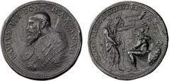 Paolo III. Paolo III. Sommo Pontefice 1534-1549. Alessandro Farnese di Canino. Apertura del Concilio di Trento. Medaglia 1546 in piombo. Opus Alessandro Cesati detto 'il Grechettò. PB 51.11 mm. PAVLVS