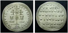BYZANTINE COINAGE BASIL II AND CONSTANTINE VII (976 - 1025) AR-Milaresion, 2.64 g. Constantinople, 976-1025. Obv.: EN tOV tWN NICAt bASILEI C CWNSt Cross between busts of emperors. Rev.: +bASIL / CCWN