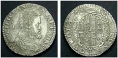 WORLD COINS ITALY NAPOLI FILIPPO II (1554 - 1598) Mezzo ducato . AR 13.97 g. Obv.: PHILIP R ANG FR NEAP PR HIS Cuirassed bust right. Rev.: POPVLOR SECVRITATI Crowned arms. CNI XX, p. 8, 47 var. Extrem