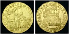 WORLD COINS ITALY VENEZIA ALVISE I MOCENIGO (1570-1577) Osella in oro da 5 zecchini 1576, year VII. AV 17.29 g. Obv.: ALOY MOCENIGO P MVN / ANNO VII The Saviour seated on throne with banner blesses th