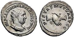 Roman Imperial Coins Balbinus (238) AR-Antoninianus, 4.78g. Rome, 238 Obv.: IMP CAES D CAEL BALBINVS AVG Radiate, draped, cuirassed bust r. Rev.: PIETAS MVTVA AVGG Clasped hands. RIC 12; Coh. 17. Extr