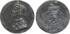 Renaissance Italy. The Medallist DPI (c.1490). Filippo Cassoli (d. 1391), jurist, diplomat and poet, doctor and professor, cast Lead Medal, bust left wearing rolled hood (cappuccio), DOCTORI DOCTOR NO