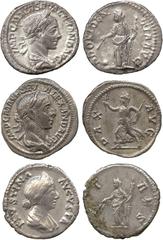 Ancient Coins. Roman. Mint of Rome unless otherwise stated. Faustina Jnr (wife of Marcus Aurelius), Silver Denarius, rev Ceres (RIC 668); Lucilla (wife of Lucius Verus), Silver Denarius, rev Diana (RI